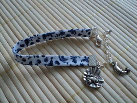 Bracelet "liberty" grenouille nénuphare/quart de lune Argenté